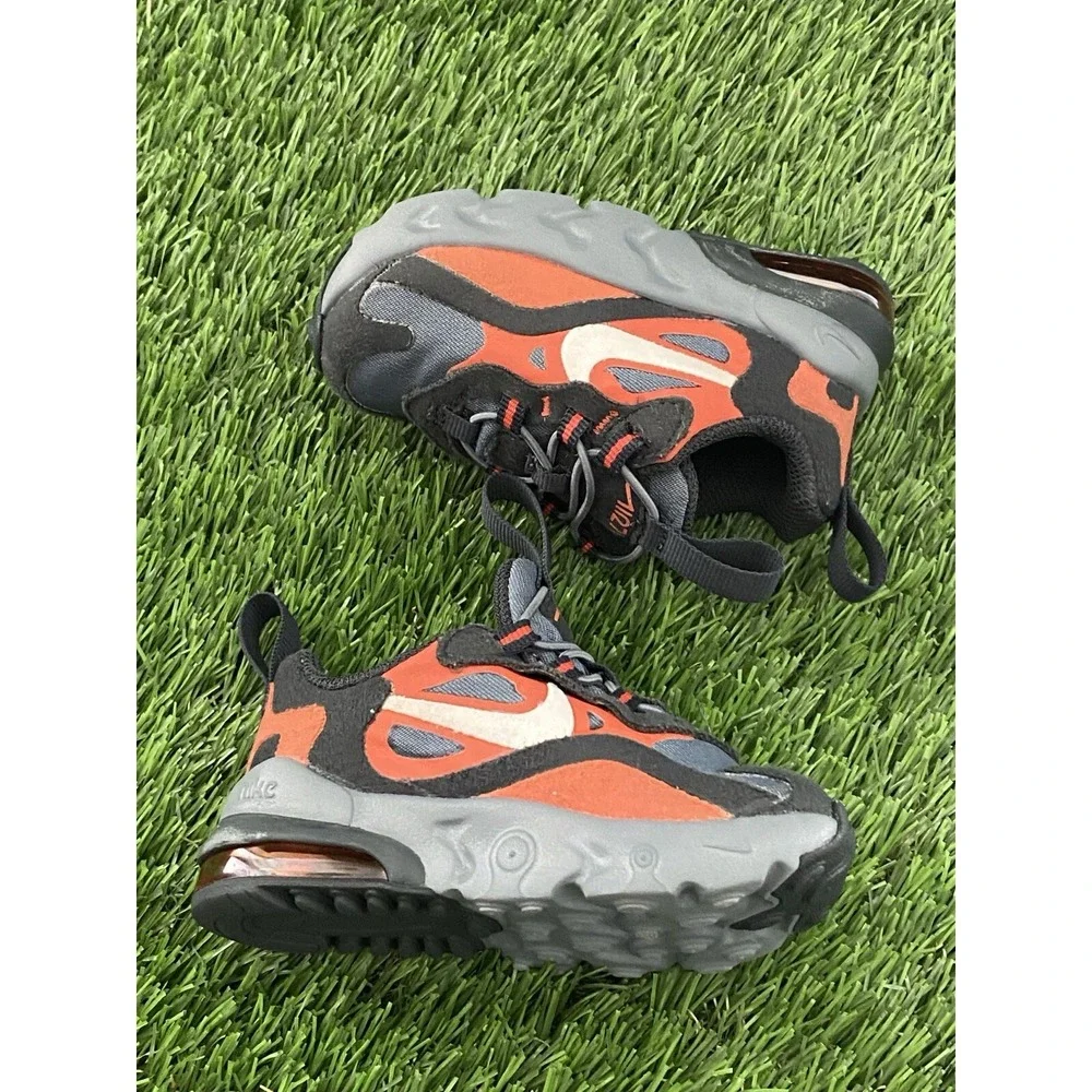 Nike‎ Air Max 270 Baby Toddler 3C React Gray Orange Shoes CD2654-006